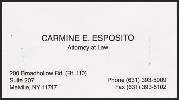 Carmine E. Esposito, Attorney at Law, business card